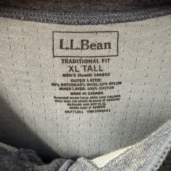 L.L. Bean River Drivers Wool Blend Base Layer Henley Shirt Size XL Tall - Picture 3 of 6